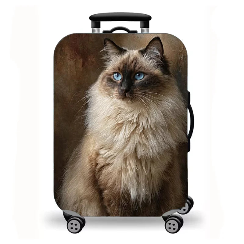 Luggage Cover, Cute Cat Print Stretch Suitcase Protector for Travel, 16 Styles Oil Painting Cat Design