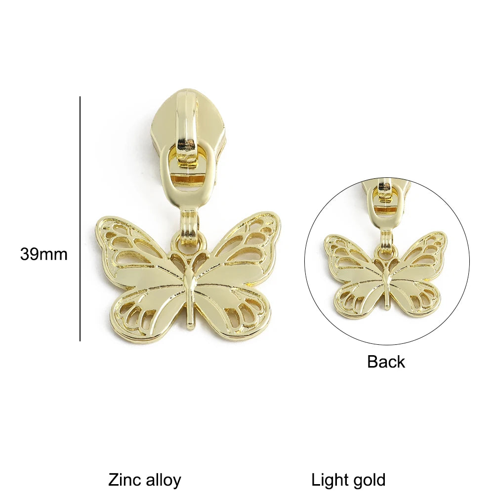 10/40/100PCS Owl/Dragonfly/Bee/Butterfly Shape 5# Nylon Zipper Sliders For Decorative Zipper Tab Bags Pocket Sewing Accessories