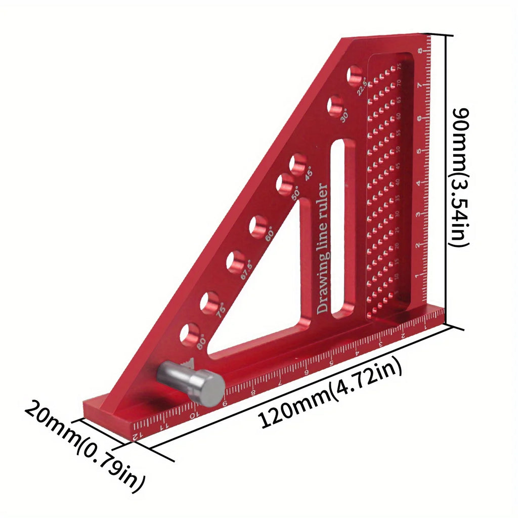 Multi-Angle Measuring Ruler Woodworking Square Protractor W/ Dowel Aluminum High Precision Layout Tool Pins Miter Triangle Ruler