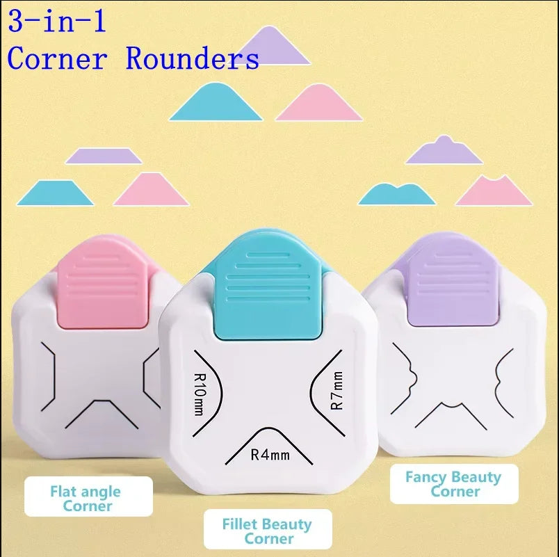 Corner Rounder Punch 3 in1 R4/R7/R10mm Round Corner Trimmer Cutter for Card Craft Scrapbook Wrapping Paper Sticker