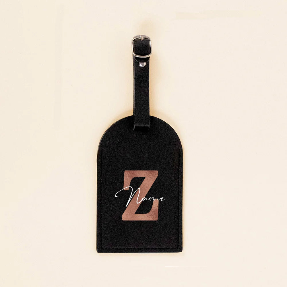 Personalised Initial with Name Monogram Luggage Tag PU Leather for Suitcase Baggage Handbag Tags Travel Bag Label Tag Best Gift