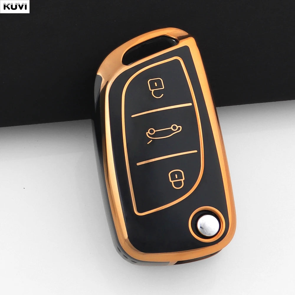 Fashion TPU Car Flip Key Case Cover Shell For Citroen C1 C2 C3 C4 C5 XSARA PICA For Peugeot 306 407 807 For DS DS3 DS4 DS5 DS6