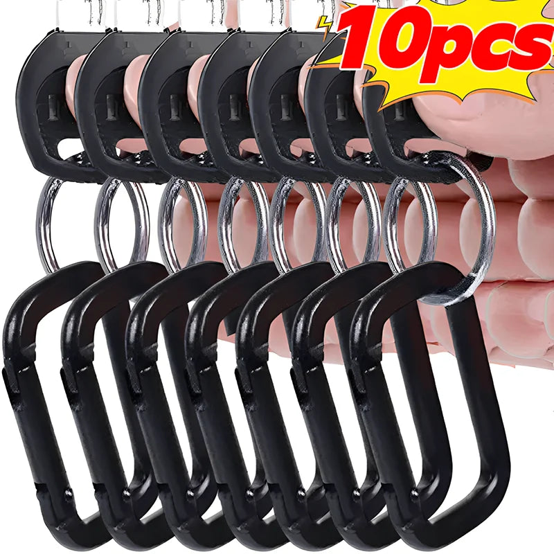 Square Carabiner Hook Aluminum Alloy Lightweight Camping Hiking Backpack Clip Keychain Gear Holder Black for Outdoor Travel