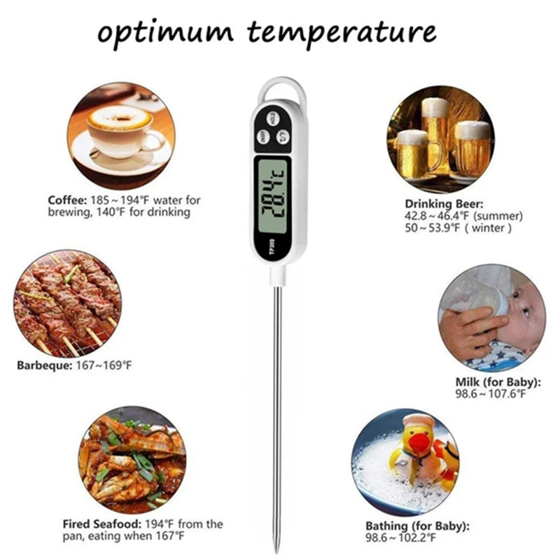 Probe Type Food Thermometer Kitchen Digital Thermometer For Meat Milk Cooking Food BBQ TP300 Electronic Temperature Gauge Tool