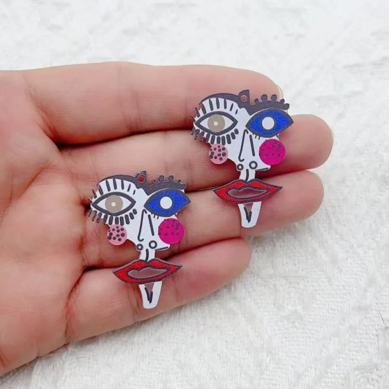 10pcs acrylic double-sided abstract irregular Van Gogh portrait pendant DIY earrings keychain accessories