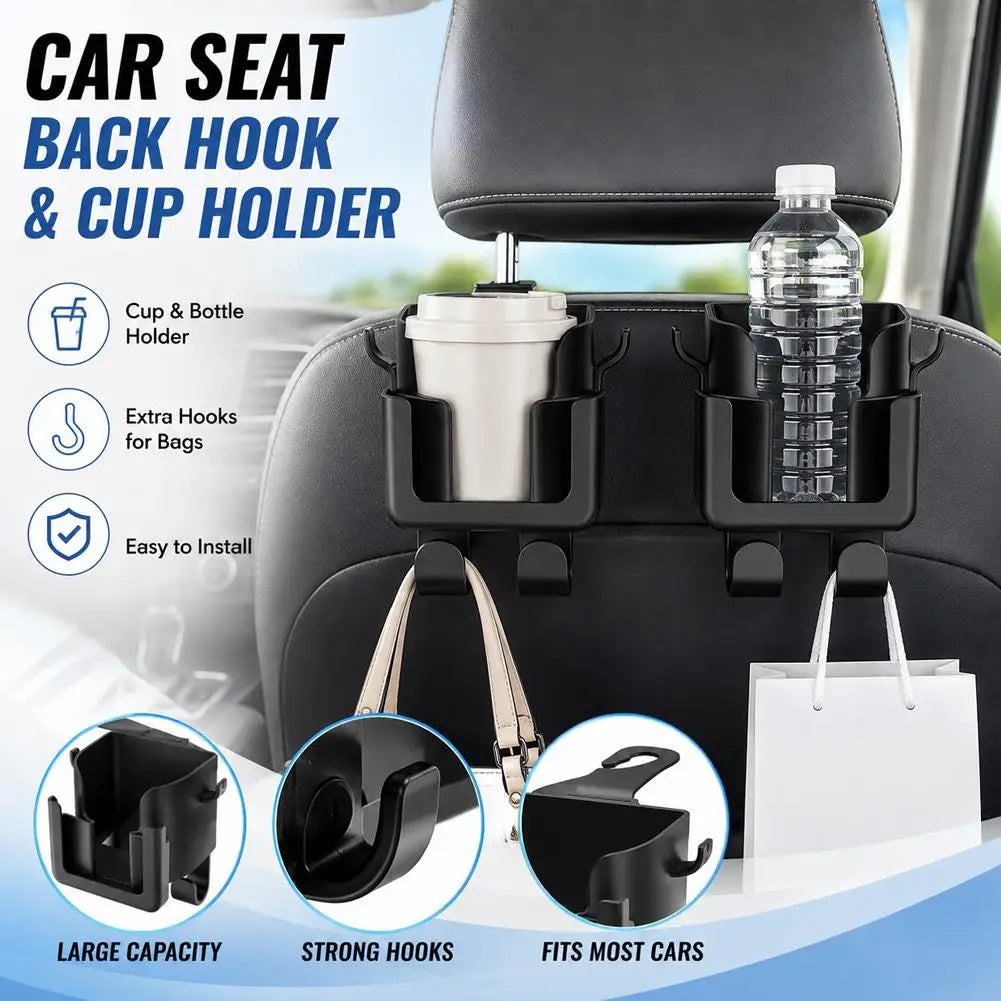 Multi functional car seat back storage rack with cup holder! Mobile phone holder and hook - suitable for most car models