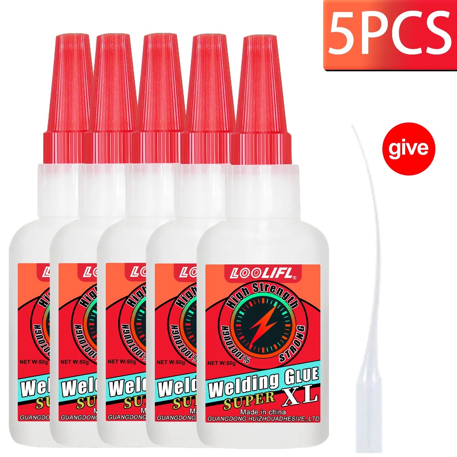 LOOLIFL 50g super glue, professional adhesive, transparent cyanoacrylate glue, quick-drying, tasteless and long-lasting adhesion