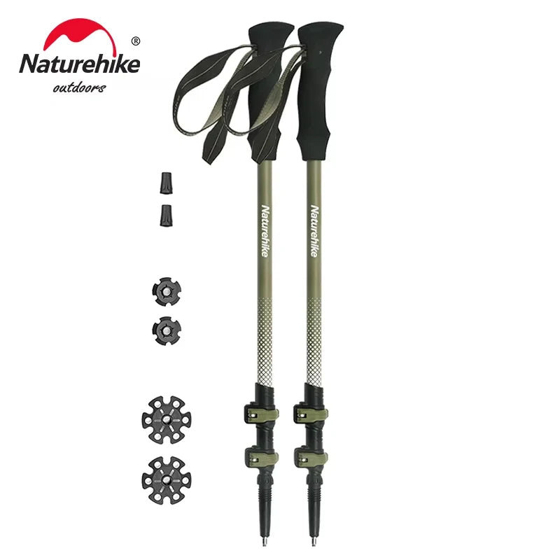 Naturehike Walking Stick First Snow EXT1 Carbon Fiber Hiking Poles 3 Section Ultra-light Telescopic Outdoor Climbing Hiking Cane