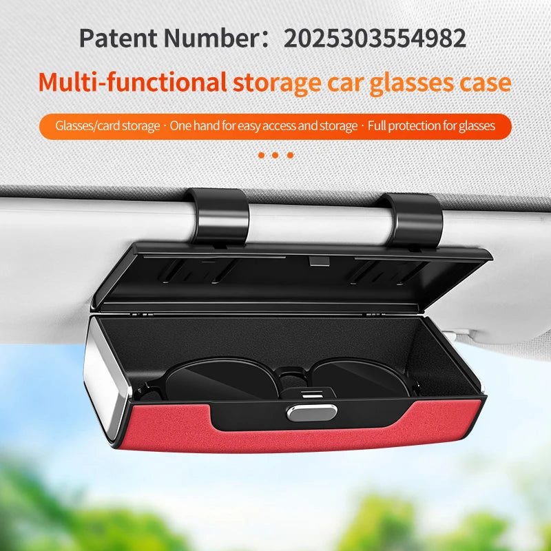 Universal Multifunctional Car Sunshade Glasses Protection Box, Sunglasses and Sunglasses Rack Storage Box, Clip On Sunshade, Car