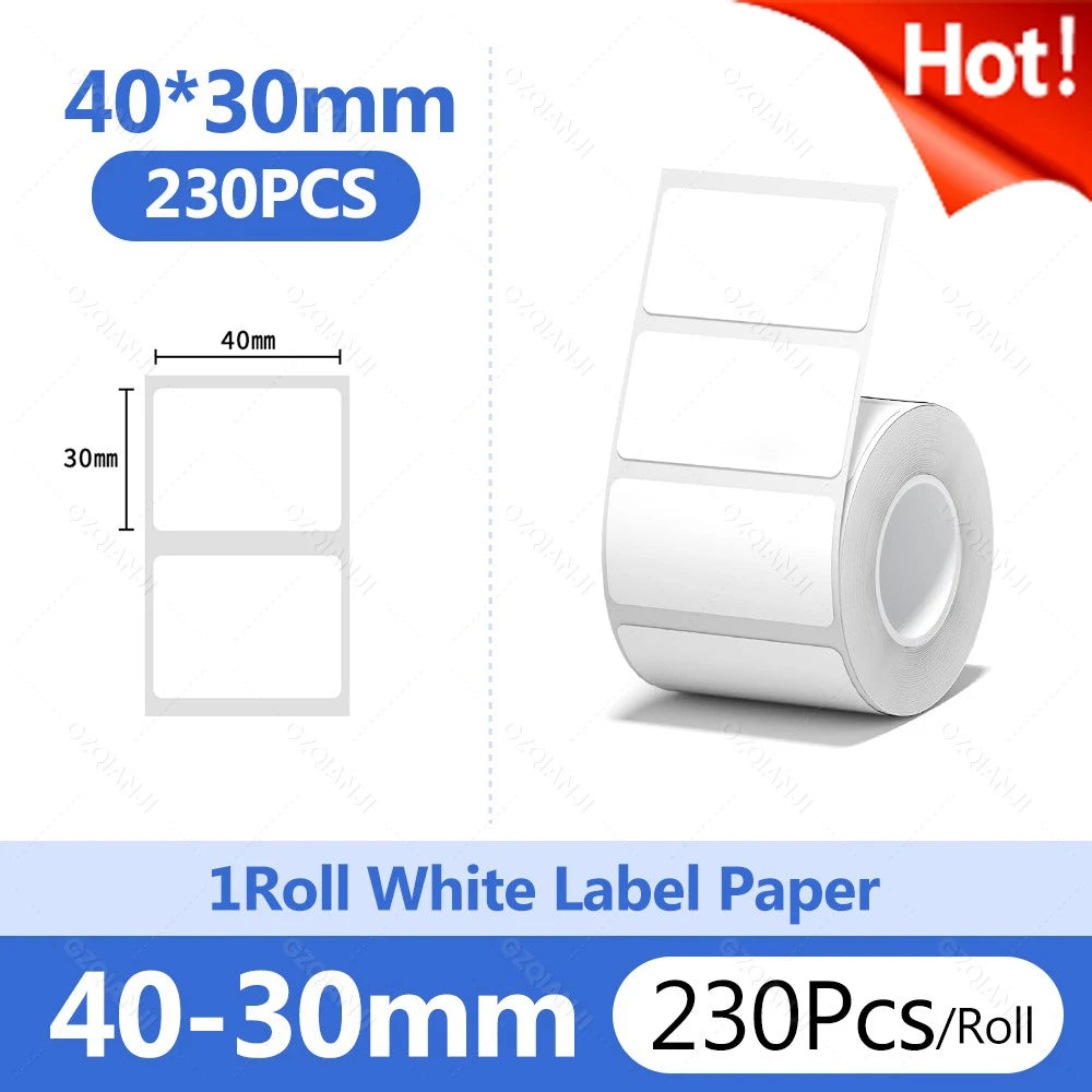 Niimbot B1 White Sticker Waterproof Paper Adhesive Nail Label Anti-Oil For B21 B31 Mini Portable Thermal Printer Tape More Size