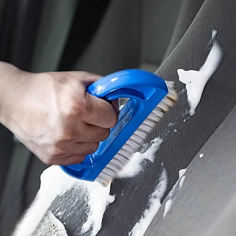 2pcs D Shaped Car Carpet Brush Fine Bristle Curved Handle Anti Slip Upholstery Cleaning Tool Plastic Car Maintenance Equipment