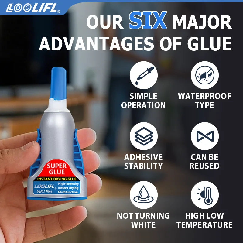 5g Super Glue Squeeze Tube Strong Adhesive Instant Dry Waterproof Home Repair for Plastic Wood Ceramic Metal