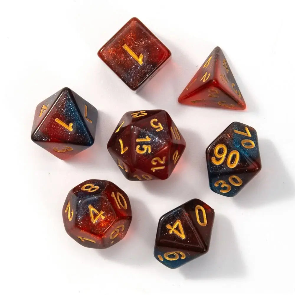 10PCS New Acrylic Dragon Themed Dice Set D10 Yellow Purple Gold Red Dice For Table Games Polyhedral Table Games Dice For D&d DND
