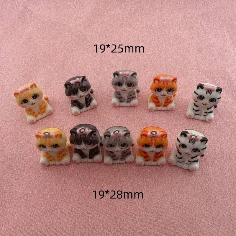 10pcs 3D Beach Kitten Cartoon Handmade DIY Accessories Cream Gel Resin Small Accessories Material Pack