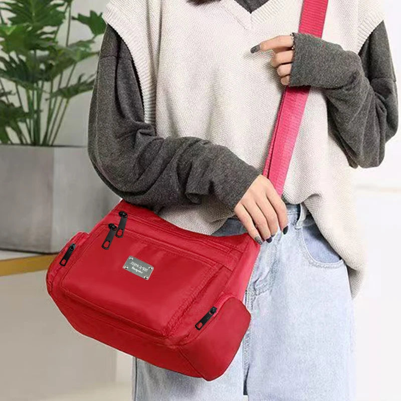 Everyday Versatile Water-resistant Nylon Shoulder Bag Trendy Multi-color Design, Practical Layout for Weekend Short Trips