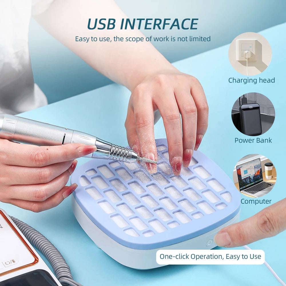 USB Mini Manicure Nail Vacuum Cleaner Strong Suction Nail Dust Collector Portable Nail Art Vacuum Dust Cleaner Extractor Fan
