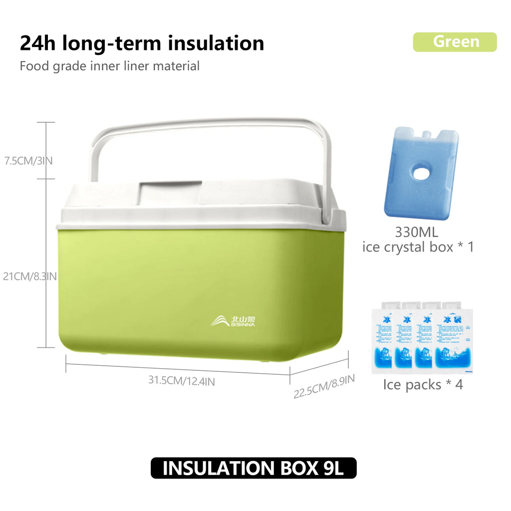 BISINNA Camping Ice Box 6L/9L/15L Portable Fishing Cooler Box Car Fridge Outdoor Beach Fishing Picnic Barbecue Ice Bucket