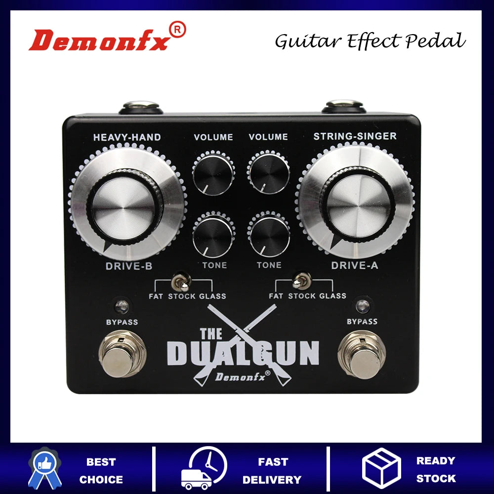 Demonfx Overdriver Guitar Effect Pedal Two Classic and Distinct Overdrive Effects Switchable Distortion Circuit, The Dualgun