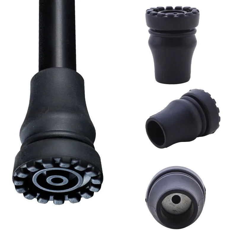 Rubber Pad Cap Non-Slip Walking Stick Crutch Cane Bottom Pads Cover Protector Climbing Hiking Trekking Pole Tip Black 16/19/22mm