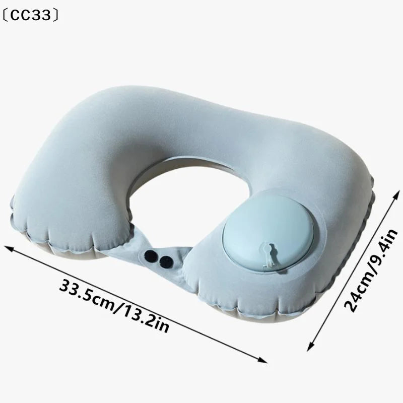Flocking Inflatable Portable Neck Pillow That Can Be Stored And Self Filled Suitable For Outdoor Business Trips Camping〔CC33〕