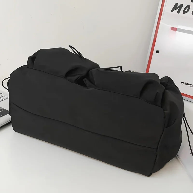 Fashionable Crossbody Bag with Drawstring Accent - Spacious & Secure Zipper Closure - Includes Stylish Bag Charm
