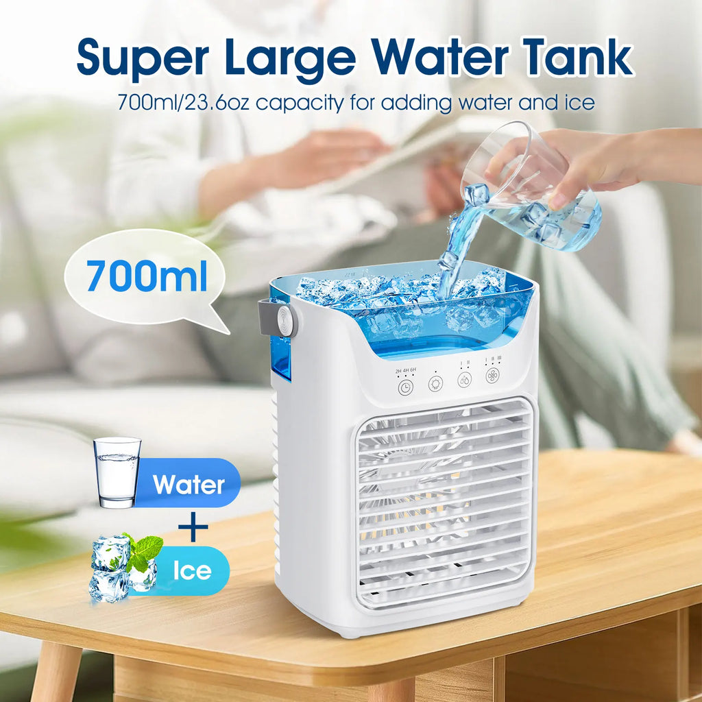 Portable Humidifier Cooling Fan Air Conditioner Desktop Fan Water Tank Small Air Cooling Fan for Home Bedroom Small Personal Fan