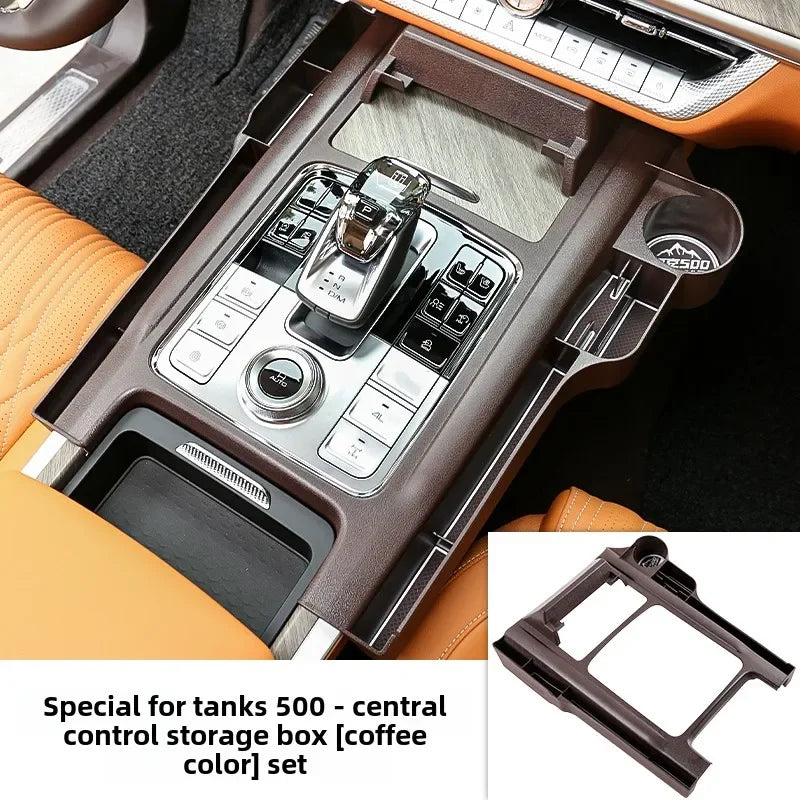 Car Central Control Storage Box Water Cup Mobile Phone Holder For Great Wall GWM WEY Tank 500 2022 2023 2024 Car Accessories