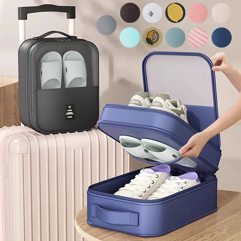 Double Layer Travel Shoe Organizer Bag Waterproof Breathable Mesh Trolley Sleeve Portable Storage Pouch for Sneakers And Slipper