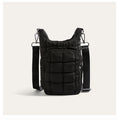 New Quilted Plaid Padded Water Bottle Crossbody Bag, Large Capacity Fashion Shoulder Bag, Trendy Ruffle Mini Handbag for Daily O
