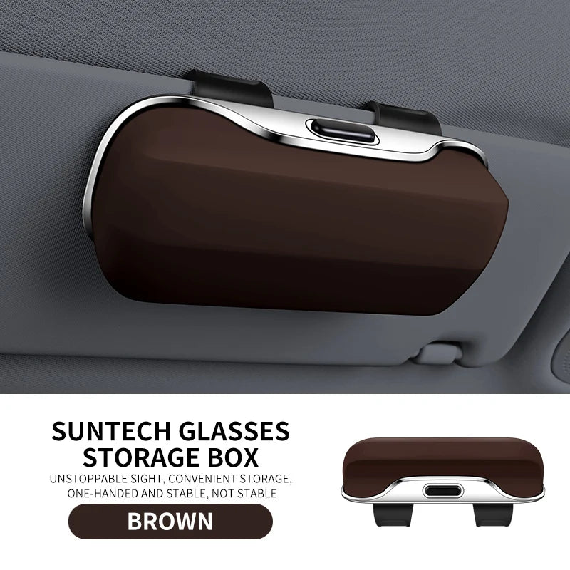 Universal Car Sunglasses Holder Clip On Sun Visor Glasses Case Anti Scratch Soft Lined ABS Box Fit All Vehicles