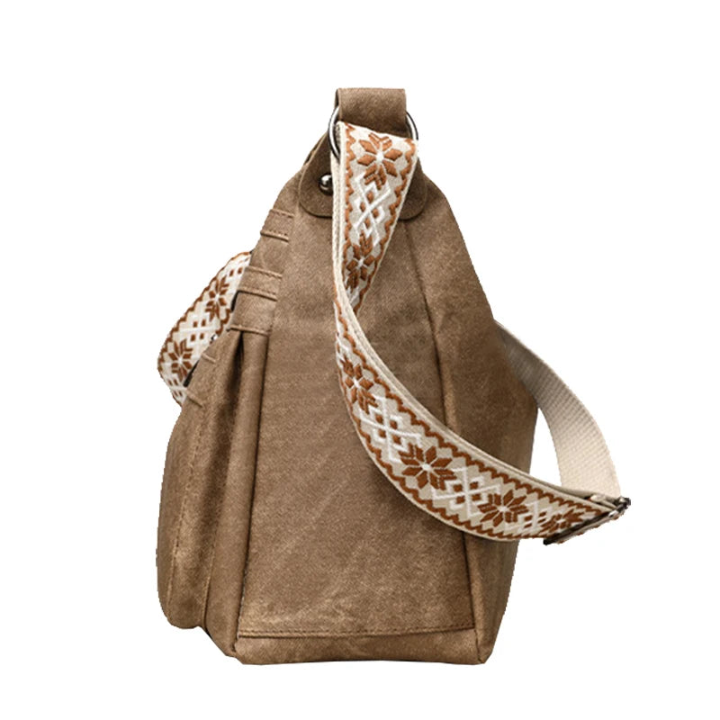Multi-Color Casual Crossbody Bag with Patterned Strap, Versatile, Multi-Compartment, Daily Commuting, Fashionable & Practical