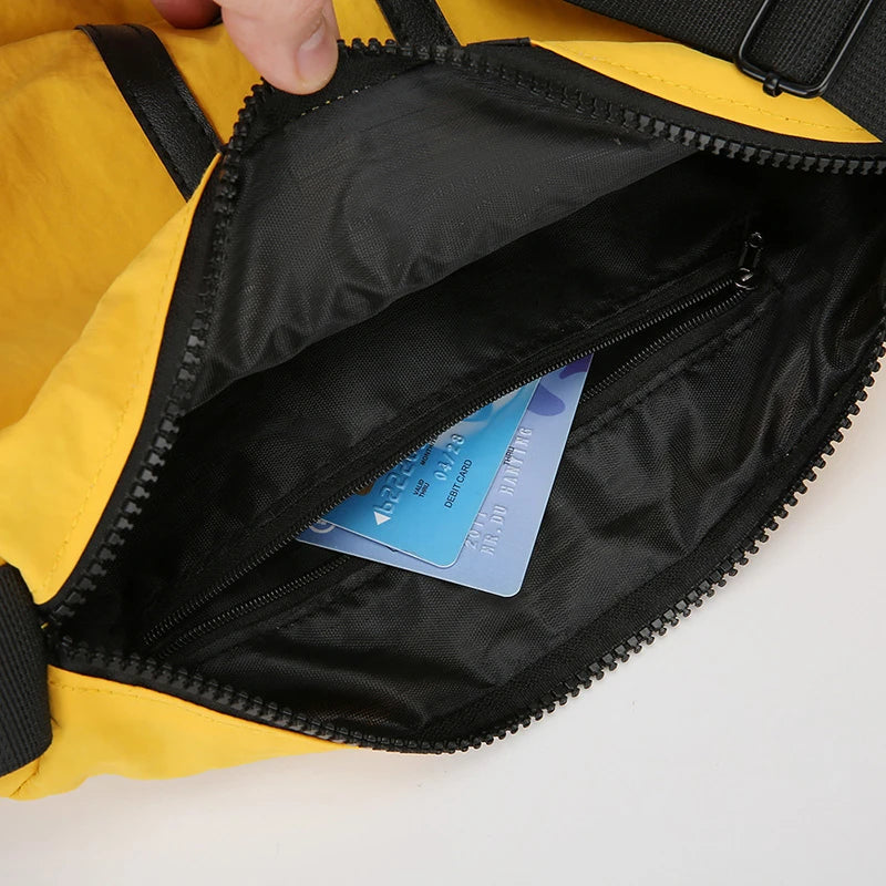Crossbody Bag Women Large Capacity Nylon Striped Casual Sports Single Shoulder Purse Oxford Travel Handbag Outdoor Gym Luggage