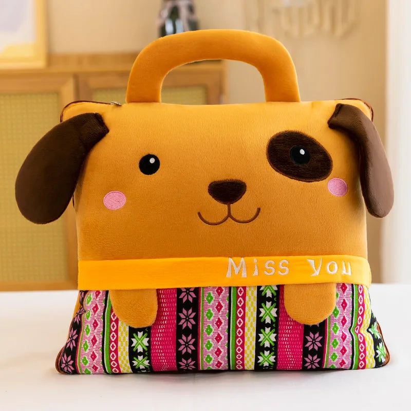 Cute Pillow Quilt Dual-use Pillow Folding Air Conditioning Blanket Car Interior Cushion Pillow 3-in-1 Office Nap Cushion Blanket
