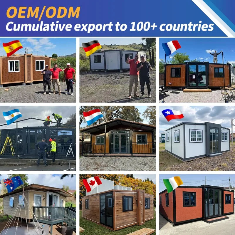 Full-Equipped 4-Bed Mobile Living Steel Structure Portable Prefab Home 20/40Ft Expandable Container House with Patio