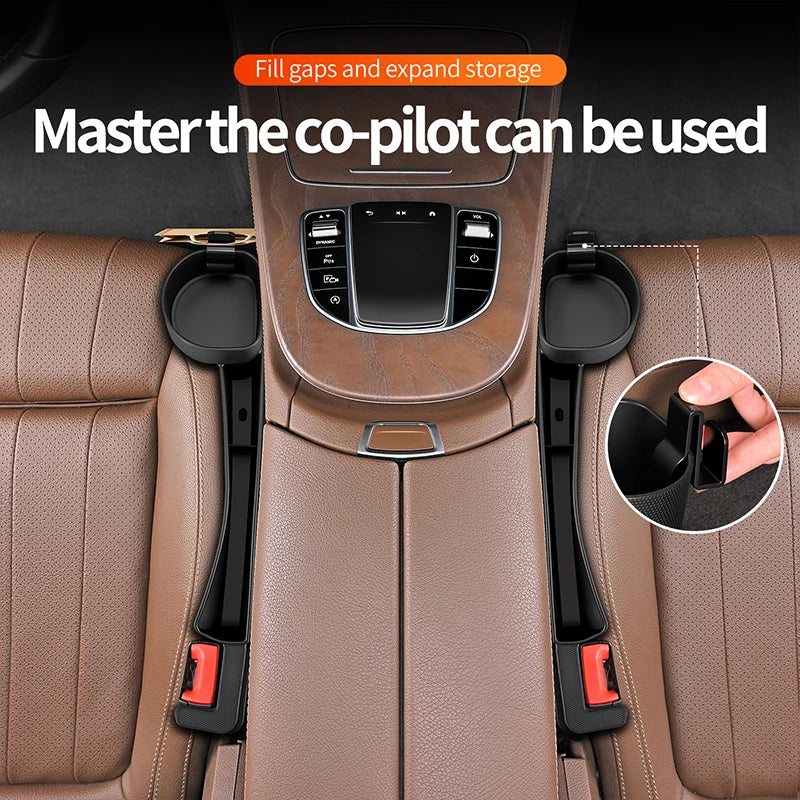 SEAMETAL Car Seat Gap Box Universal Cup Holder Organizer Soft Flexible Storage Box Phone Hook Cable Slot Cards Case Drink Stand