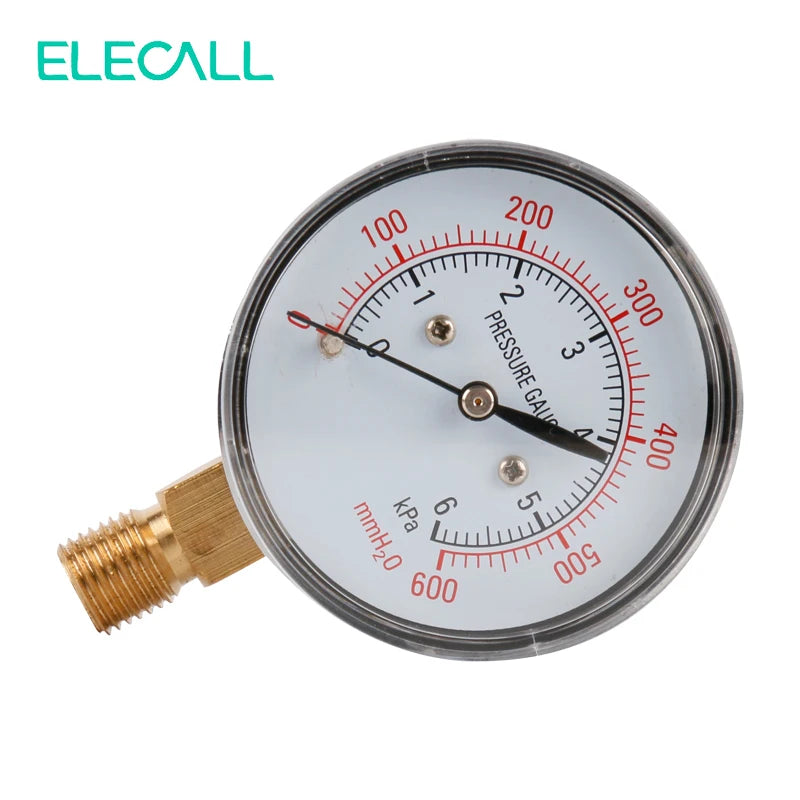 ELECALL YE-60 Air Diaphragm Pressure Gauge 0~6KPA  Phosphor Bronze Film Box Pressure Gauge Positive Pressure Meter