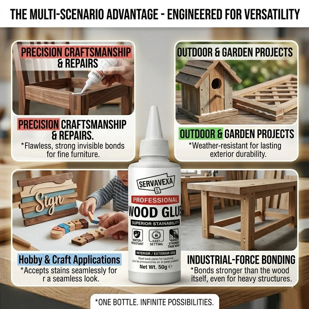 Professional Woodworking Adhesive Fast Drying Strong Bond Water Resistant Liquid Glue Interior Exterior Home Repair 50g