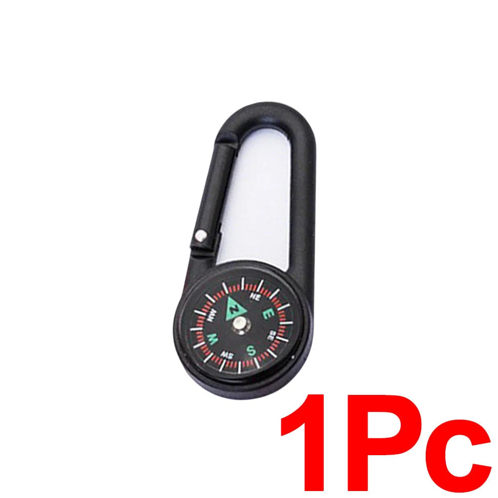 Outdoor Compass Carabiner Mini Camping Keychain Mountaineering Hiking Backpack Buckle with Compass Survival Children Gifts