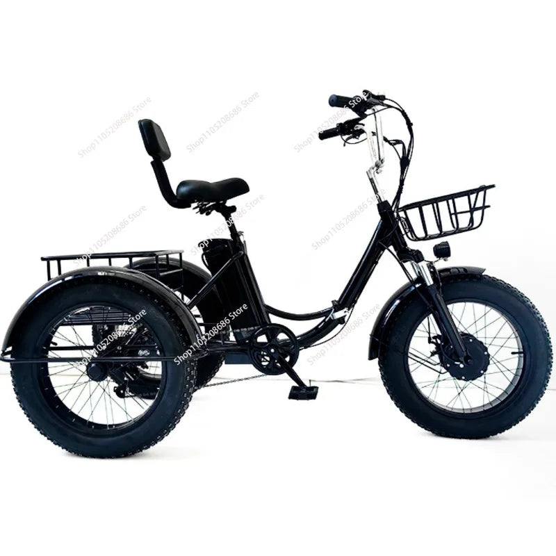 20 inch fat tire pedal tricycle snow lithium battery bike