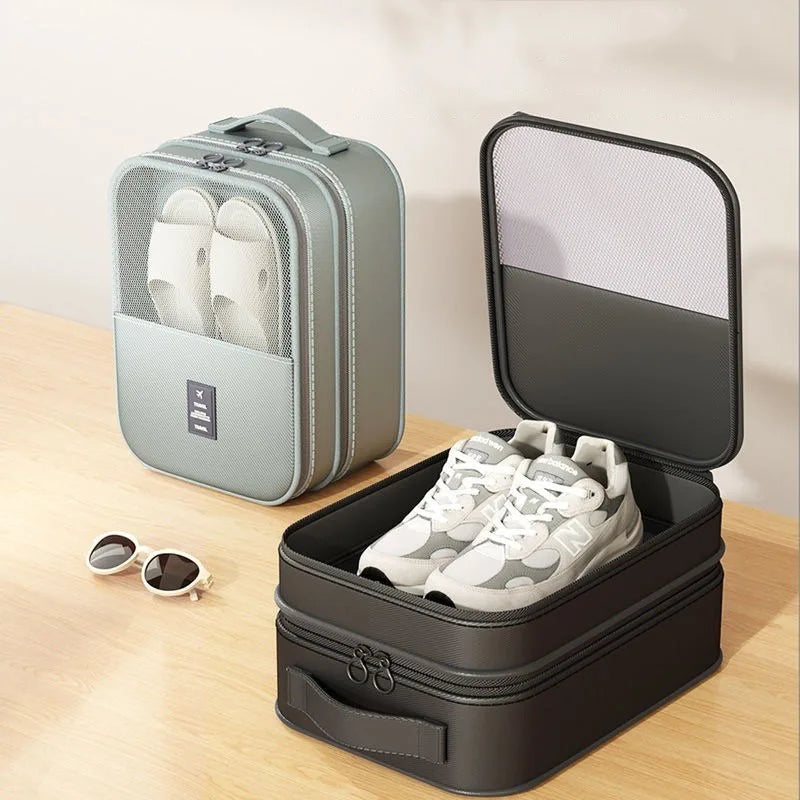 Double Layer Travel Shoe Organizer Bag Waterproof Breathable Mesh Trolley Sleeve Portable Storage Pouch for Sneakers And Slipper