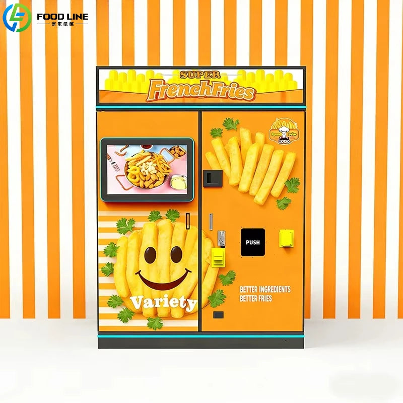 Customized 24H Self-service French Fries Vending Machine Automatic Snack Maker For Shopping Mall Station Commercial Use