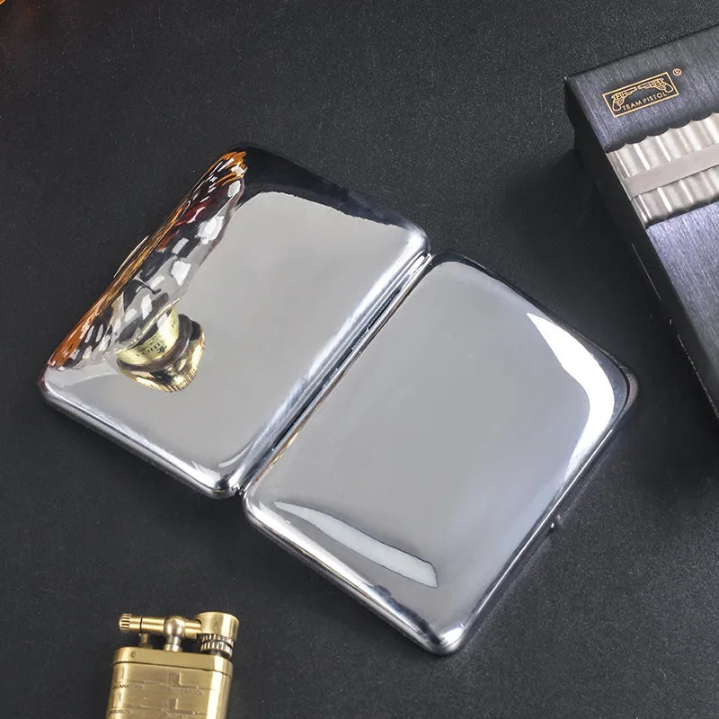Stainless Steel Mirror Cigarette Case Gold Retro Portable Pocket Cigaret Pack 18 Cigarette Boxes Man Smoker Gift