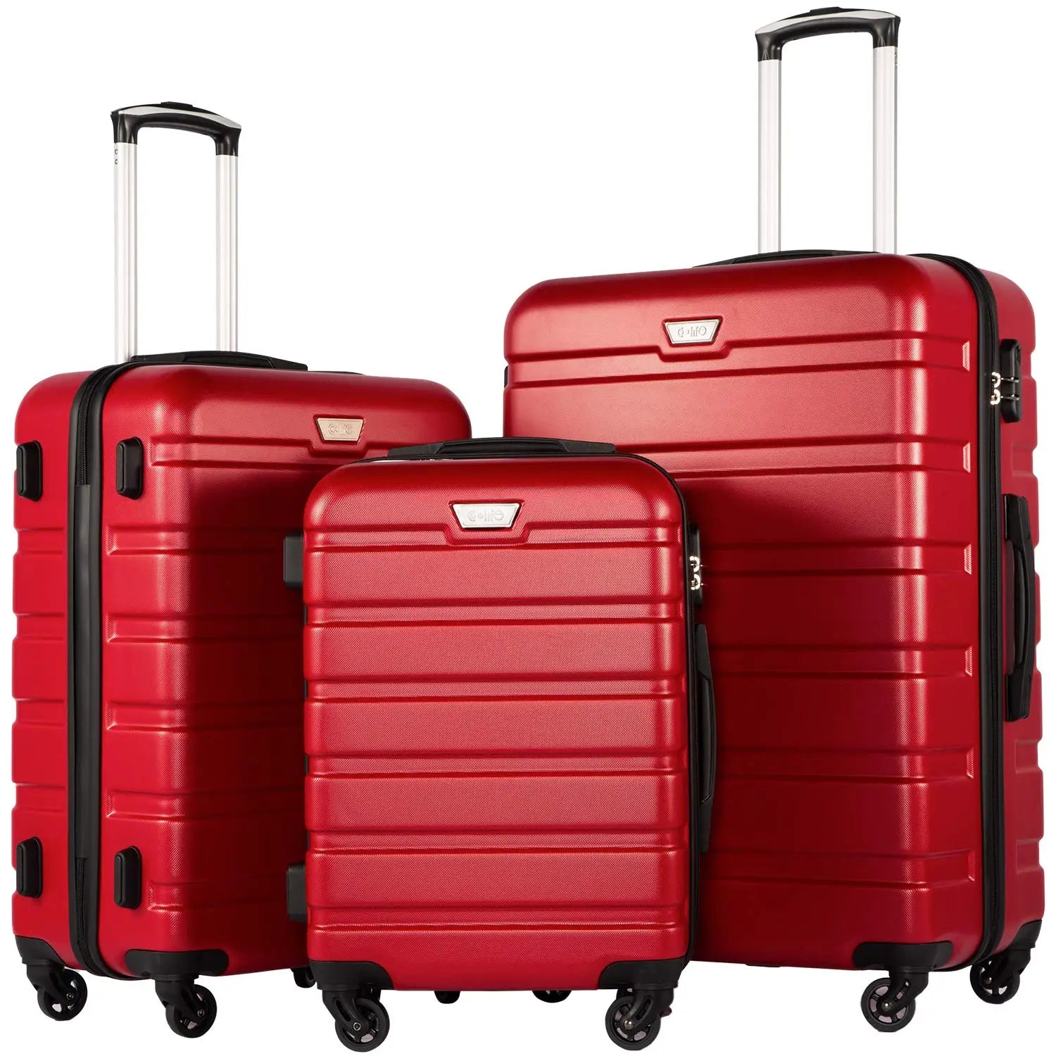 3 Piece Lightweight Durable Hardshell Luggage Set 360° Spinner Wheels TSA Approved Lock Suitcases, Customize