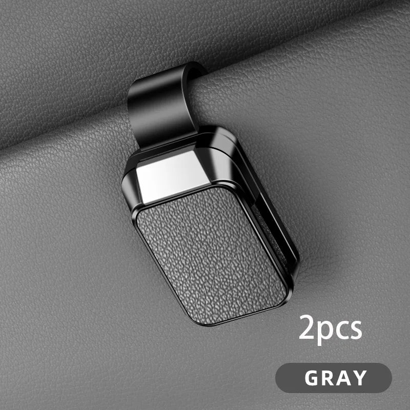 ABS Car Sunglasses Holder Sun Visor Eyeglass Clip with Leather Texture Auto Glasses Ticket Card Clip Interior Accessories