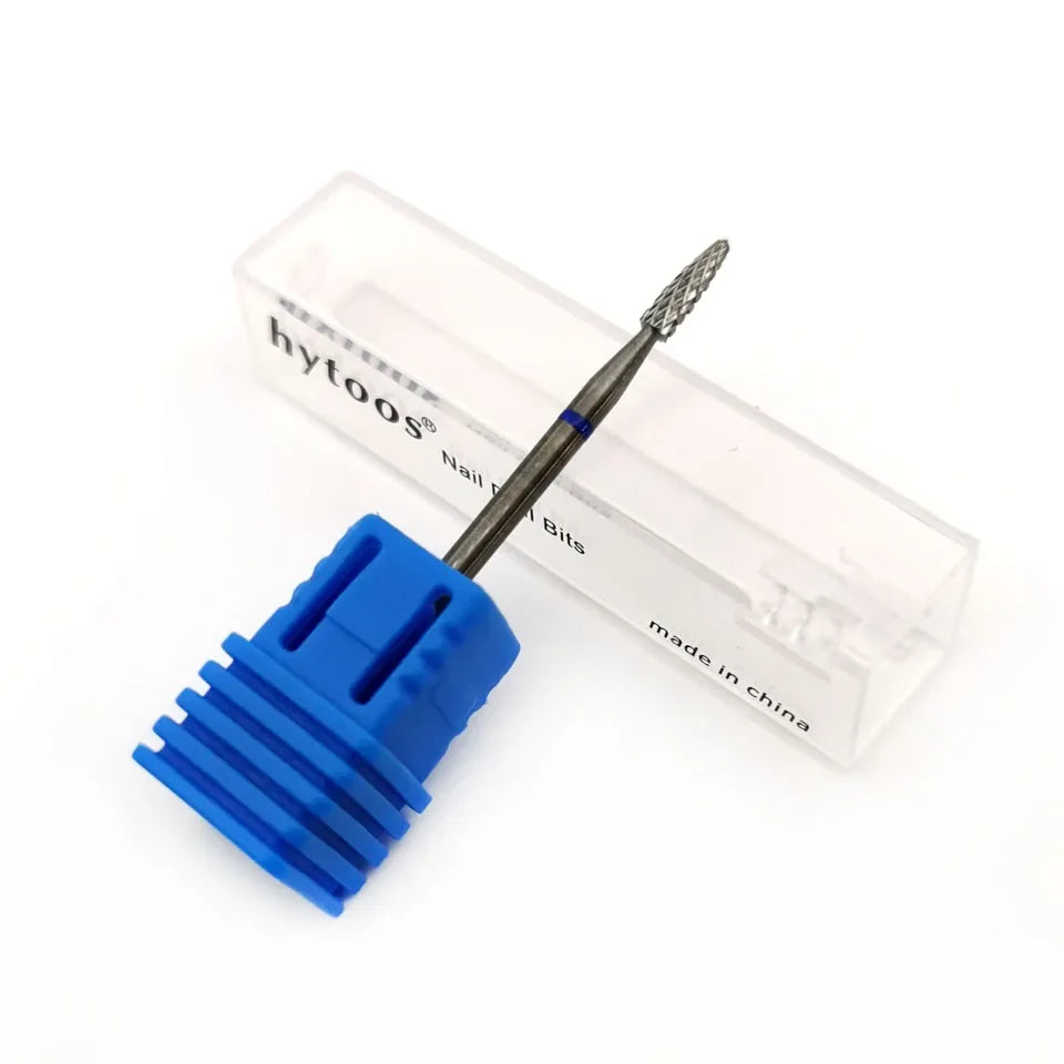 HYTOOS Cone Cuticle Clean Carbide Nail Bit 3/32" Rotary Carbide Burr Milling Cutter For Manicure Nails Accessories Tool