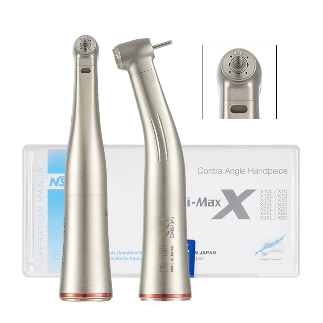 NSK Red Rings Ti Max X95L contraangulo Dental 1:5 Increasing Speed Handpiece Against Contra Angle LED Optic Fiber Quattro Spray
