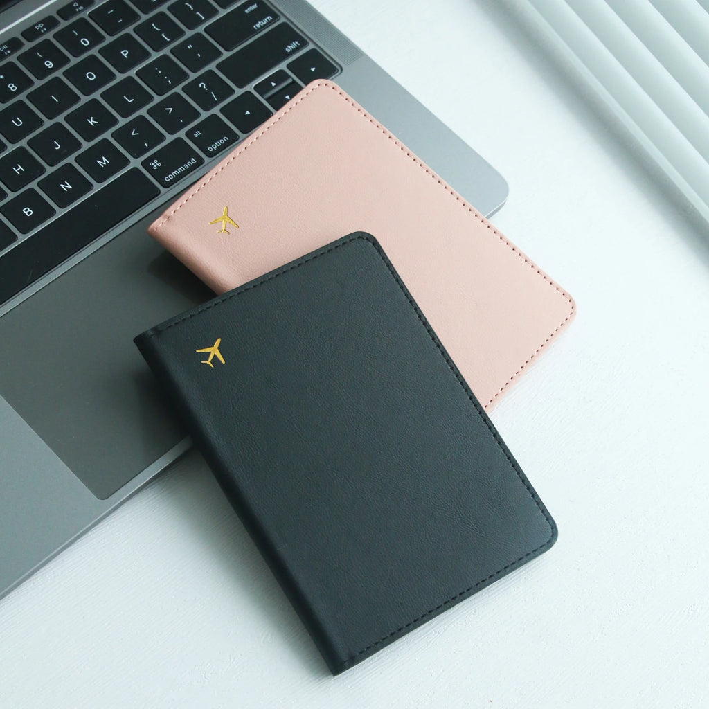 1pc Pure Chic Passport Wallet Faux Leather Lightweight Waterproof Rfid Blocking Slim Vaccine Card Holder Travel Essentials