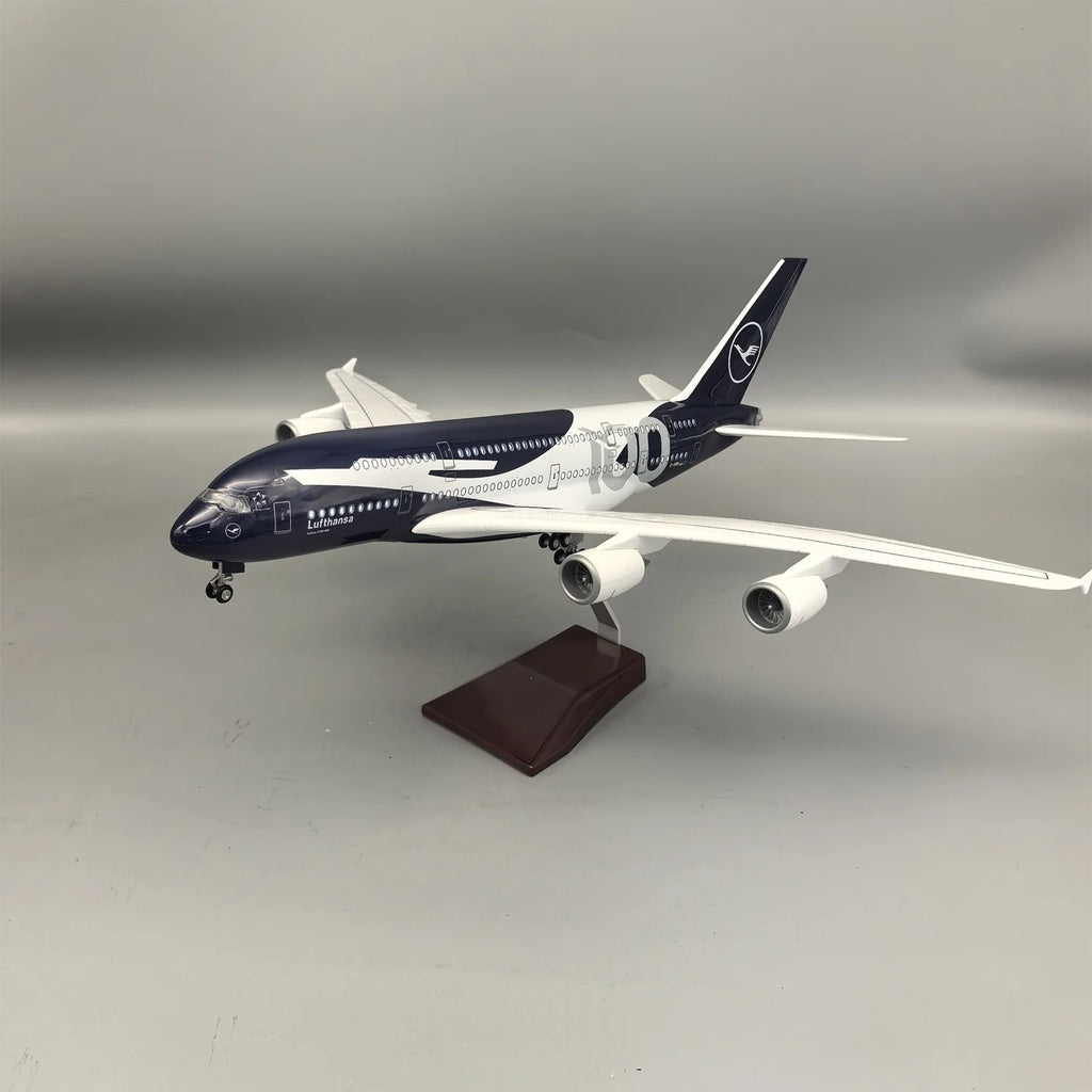 43-47cm Large Scale Lufthansa100 Years Collectible A350 380 B747 787 Diecast Resin Airplane Model for Collection Display or Gift