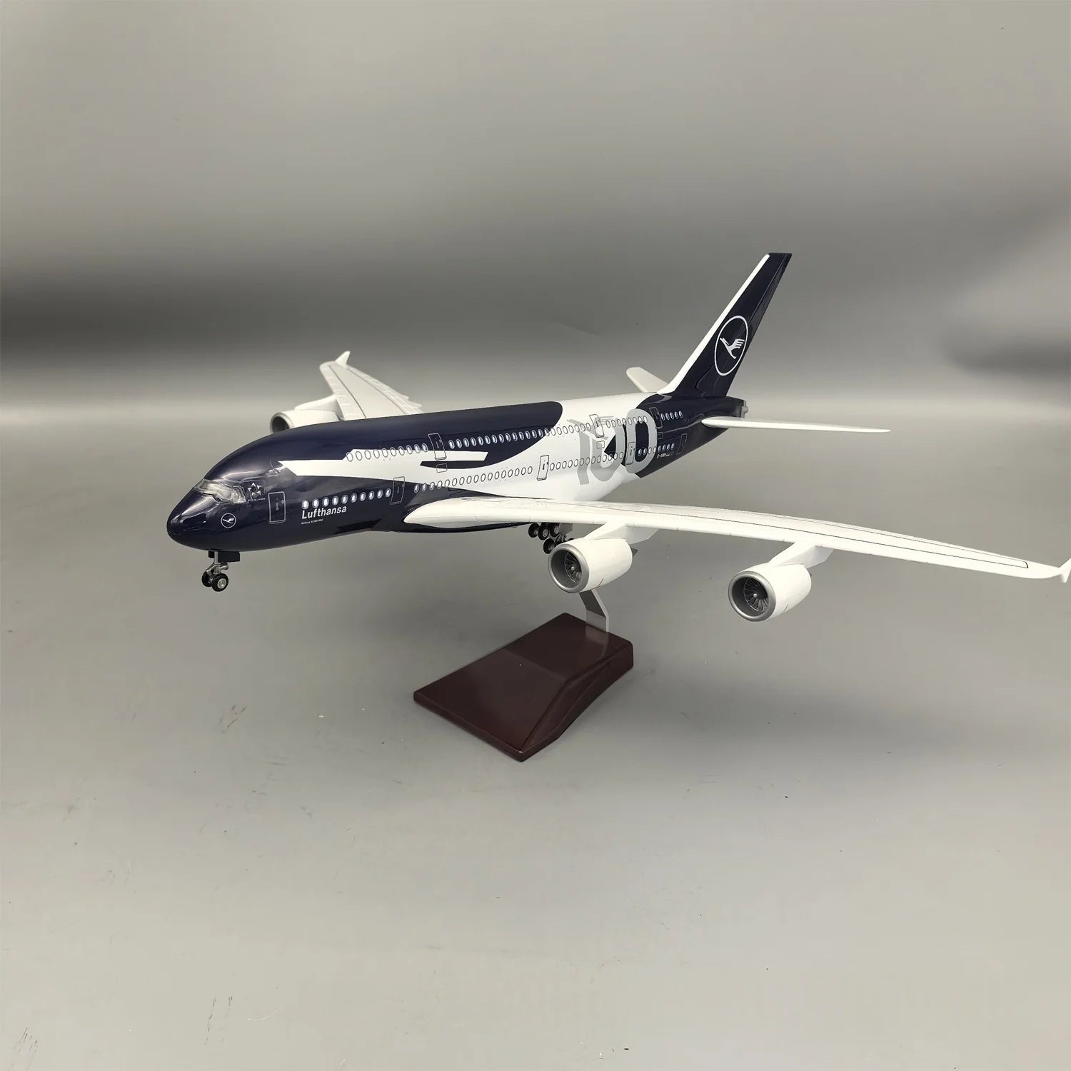 43-47cm Large Scale Lufthansa100 Years Collectible A350 380 B747 787 Diecast Resin Airplane Model for Collection Display or Gift