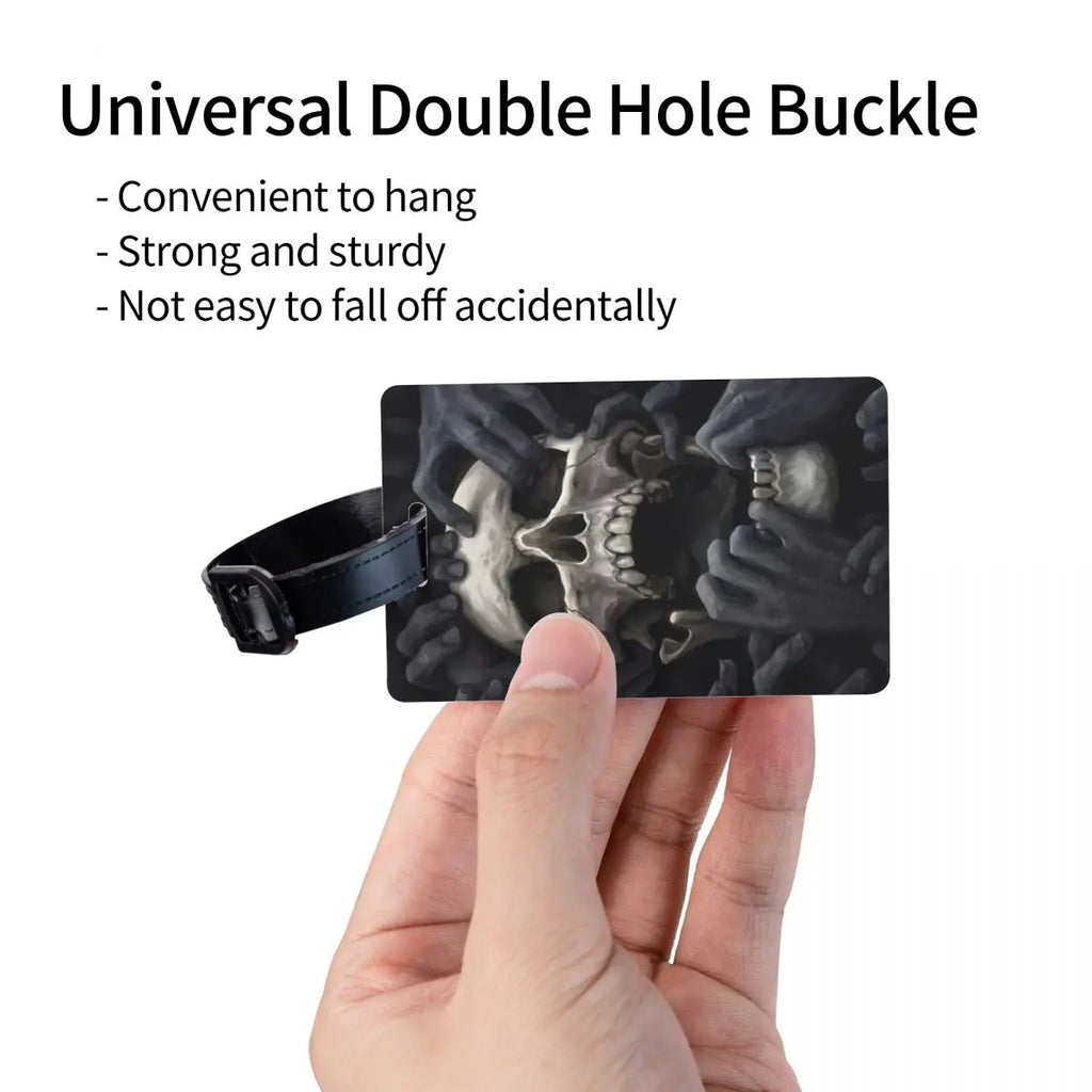 Custom Evil Hands Skull Luggage Tag Privacy Protection Halloween Gothic Skeleton Baggage Tags Travel Bag Labels Suitcase